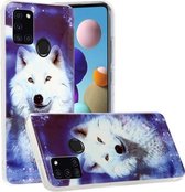 Voor Samsung Galaxy A21s Lichtgevende TPU zachte beschermhoes (Starry Sky Wolf)