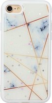 Voor iPhone SE 2020/8/7 Marble Series Stars Powder Dropping Epoxy TPU beschermhoes (wit geruit)
