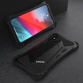 Voor iPhone XS R-JUST schokbestendig stofdicht metalen pantser beschermhoes (zwart)