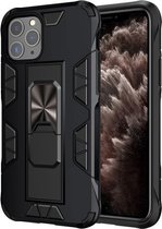 Voor iPhone 11 Pro Armor schokbestendig TPU + pc magnetische beschermhoes met onzichtbare houder (zwart)