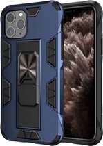 Voor iPhone 11 Pro Armor schokbestendig TPU + pc magnetische beschermhoes met onzichtbare houder (blauw)