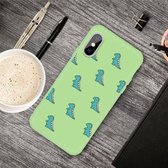 Voor iPhone XS / X Cartoon dier patroon schokbestendig TPU beschermhoes (groene dinosaurussen)