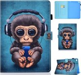 Voor iPad Air 2 Horizontaal TPU Geschilderd Plat Feather Case Antislipstrip met Slaapfunctie & Pen Cover & Kaartsleuf & Houder (Hoofdtelefoon Aap)