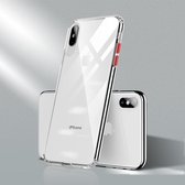 Voor iPhone X & XS Color Button Clear Volledige dekking Schokbestendig TPU-hoesje (rood)