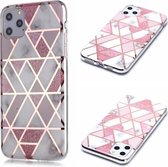 Voor iPhone 11 Pro Max Plating Marble Pattern Soft TPU beschermhoes (roze)