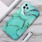 Voor iPhone 11 Pro Max aquarel marmerpatroon IMD TPU mobiele telefoonhoes (groen)