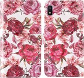 Voor Samsung Galaxy A10e & A20e 3D-schilderij Gekleurd tekeningpatroon Horizontaal Flip TPU + PU-lederen hoes met houder & kaartsleuven & portemonnee & lanyard (kleine rode bloem)