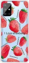 Voor Samsung Galaxy A51 4G schokbestendig geschilderd TPU beschermhoes (Love Strawberry)