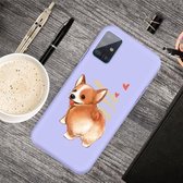 Voor Galaxy A71 Cartoon Animal Pattern Shockproof TPU beschermhoes (Purple Corgi)