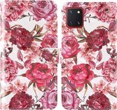 Voor Samsung Galaxy A81 3D Schilderij Gekleurd Tekening Patroon Horizontaal Flip TPU + PU Leren Hoesje met Houder & Kaartsleuven & Portemonnee & Lanyard (Kleine Rode Bloem)