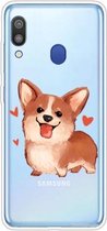 Voor Samsung Galaxy A30 schokbestendig geschilderd TPU beschermhoes (Love Corgi)