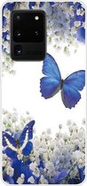 Voor Samsung Galaxy S20 Ultra gekleurd tekeningpatroon zeer transparant TPU beschermhoes (paarse vlinder)