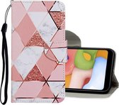 Voor Samsung Galaxy A01 Gekleurde tekening patroon Horizontale flip lederen tas met houder & kaartsleuven & portemonnee (marmer)