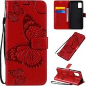 Voor Samsung Galaxy A51 5G 3D vlinders reliëf patroon horizontale flip lederen tas met houder & kaartsleuf & portemonnee (rood)