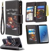 Voor Samsung Galaxy S9 Plus Gekleurde Tekening Patroon Rits Horizontale Flip Leren Case met Houder & Kaartsleuven & Portemonnee (Beer)
