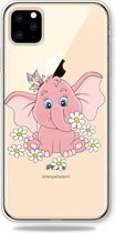 Patroonafdruk Zachte TPU mobiele telefoon beschermhoes voor iPhone 11 Pro Max (Pink weevil)