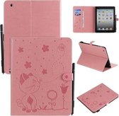 Voor iPad 4/3/2 Cat Bee Embossing Pattern Horizontale Flip lederen tas met houder & kaartsleuven & portemonnee & pennensleuf & wake-up / slaapfunctie (roze)