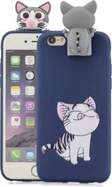Voor iPhone 6 Cartoon schokbestendige TPU beschermhoes met houder (kat)