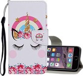 Voor iPhone 6 Plus / 6s Plus Gekleurde tekening patroon Horizontale flip lederen tas met houder & kaartsleuven & portemonnee (Crown Unicorn)