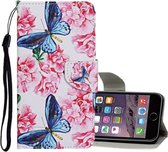 Voor iPhone 6 Plus / 6s Plus Gekleurde tekening patroon Horizontale flip lederen tas met houder & kaartsleuven & portemonnee (Dragonfly Flower)