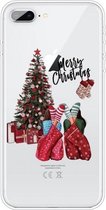 Christmas Series Clear TPU beschermhoes voor iPhone 8 Plus / 7 Plus (kerstpyjama's)