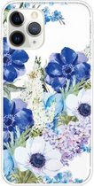 Voor iPhone 11 Pro Pattern TPU beschermhoes (blauwe en witte rozen)