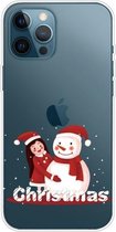 Christmas Series Clear TPU beschermhoes voor iPhone 12 Pro Max (Girl Snowman)