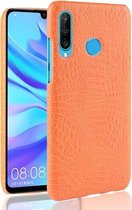 Schokbestendig Crocodile Texture PC + PU-hoesje voor Huawei nova 4e (geel)