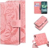 Voor Nokia 6.2 / 7.2 Tiger Embossing Pattern Horizontale Flip lederen tas met houder & kaartsleuven & portemonnee (roze)
