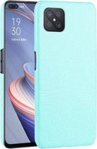 Voor Oppo Reno4 Z 5G / A92S Schokbestendige krokodiltextuur pc + PU-hoes (lichtgroen)