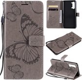 Voor OPPO Find X2 Lite / Reno3 5G 3D vlinders reliëfpatroon horizontale flip lederen tas met houder & kaartsleuf & portemonnee & lanyard (grijs)
