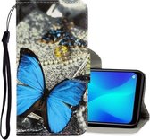 Voor OPPO A9 (2020) / A5 (2020) 3D-gekleurde tekening Horizontale flip PU lederen tas met houder & kaartsleuven & portemonnee (een vlinder)