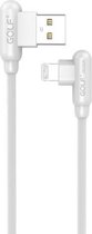 GOLF GC-45i 1m 90 graden elleboog 8-pins naar USB 2.4A snelladende USB-datakabel voor iPhone 7 & 7 Plus, iPhone 6 & 6s, iPhone 6 Plus & 6s Plus (wit)