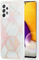 Voor Samsung Galaxy A72 5G 3D Galvaniseren marmeren patroon TPU beschermhoes (roze wit)
