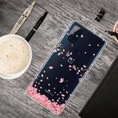 Voor OnePlus Nord N10 5G Gekleurde tekening Clear TPU beschermhoesjes (kersenbloesems)