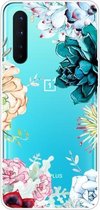 Voor OnePlus Nord schokbestendig geverfd transparant TPU beschermhoesje (Gem Flower)