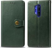 Voor OnePlus 8 Pro Retro effen kleur lederen gesp telefoonhoes met fotolijst & kaartsleuf & portemonnee & beugel-functie (groen)