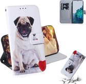 Voor Samsung Galaxy S21 5G Gekleurde tekening Horizontale flip lederen tas, met houder & kaartsleuven en portemonnee (pug)