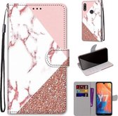 Voor Huawei Y7 (2019) / Enjoy 9 Gekleurde Tekening Cross Texture Horizontale Flip PU Leather Case met Houder & Kaartsleuven & Portemonnee & Lanyard (Powder Stone Texture)