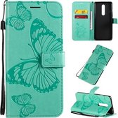 Voor OnePlus 8 3D Vlinders Embossing Patroon Horizontale Flip Leren Case met Houder & Kaartsleuf & Portemonnee & Lanyard (Groen)