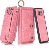 Voor Galaxy S8 POLA Multifunctionele Fashion Weave Magnetische Horizontale Flip Leren Case met Kaartsleuven & Portemonnee & Fotolijst & Lanyard (Roze)