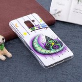 Voor Galaxy A8 (2018) Noctilucent Moon and Owl Pattern TPU Soft Back Case Beschermhoes