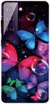 Voor Samsung Galaxy S21 + 5G schokbestendig geverfd transparant TPU beschermhoes (bubbelvlinders)