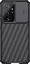 Voor Samsung Galaxy S21 Ultra 5G NILLKIN Black Mirror Pro Series Camshield Volledige Dekking Stofdicht Krasbestendig Telefoon Case (Zwart)