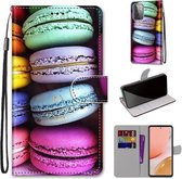 Voor Samsung Galaxy A72 5G Gekleurde Tekening Cross Textuur Horizontale Flip PU Lederen Case met Houder & Kaartsleuven & Portemonnee & Lanyard (Kleurrijke Taarten)