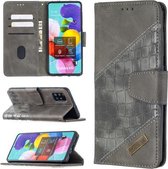 Voor Samsung Galaxy A51 bijpassende kleur krokodil textuur horizontale flip PU lederen tas met portemonnee & houder & kaartsleuven (grijs)