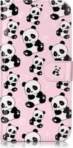 Olie Reliëf Gekleurd Tekening Patroon Horizontale Flip PU Leren Case met Houder & Kaartsleuven & Portemonnee & Fotolijst Voor Galaxy A20 / A30 (Panda's)