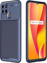 Voor OPPO Realme C12 koolstofvezel textuur schokbestendig TPU-hoesje (blauw)