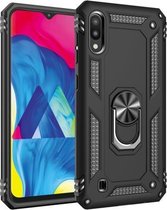 Armor Shockproof TPU + PC beschermhoes voor Galaxy M10, met 360 graden rotatiehouder (zwart)
