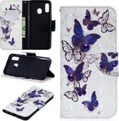 3D Gekleurde Tekening Patroon Horizontale Flip Leren Case voor Samsung Galaxy A20 & A30, met Houder & Kaartsleuven & Portemonnee (Vlinders)